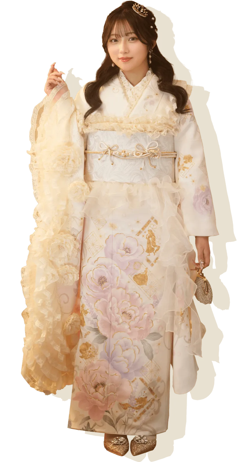 希空が着用するディズニープリンセス振袖 DF-G002